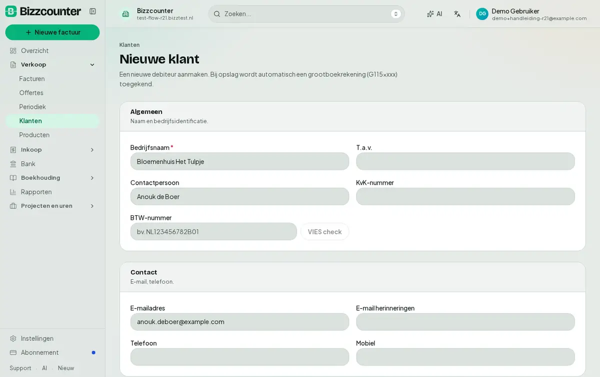Een nieuwe klant toevoegen